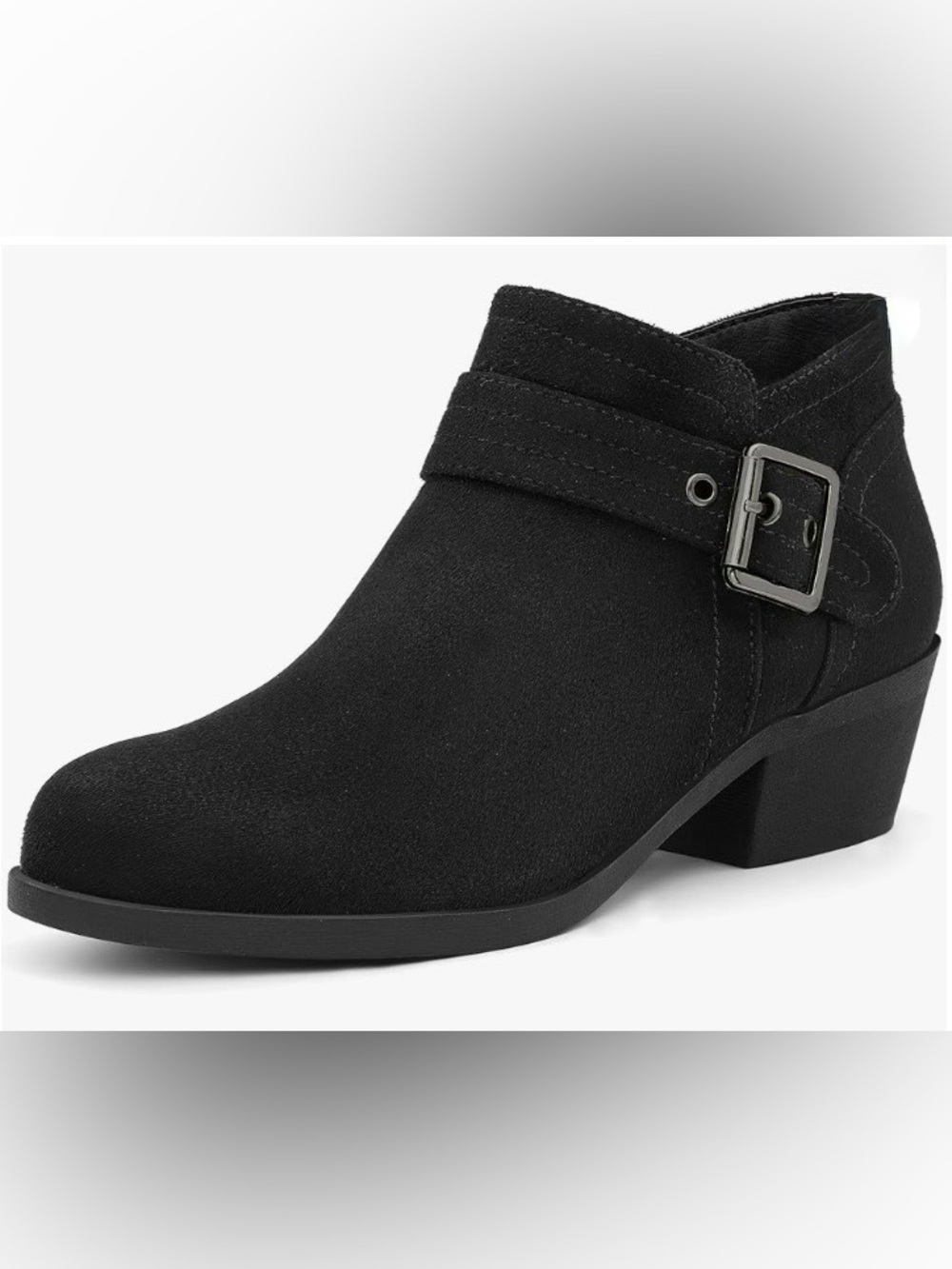 Classic Black Look Ankle Bootie with Buckle Strap Size 8.5